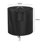CHENGSI for Round Fireplace Cover Outdoor Gas Fire Pit Table Cover Waterproof Windproof 420D Oxford Cloth with Drawstring for 24 Inch Cylinder Fire Column Tables